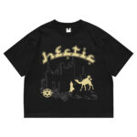 Hectic - T-shirt kaos katun Boxy fit - Hitam - Camel