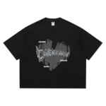 Hectic - T-shirt kaos katun Boxy fit - Hitam - Chrome