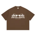 Hectic - T-shirt kaos katun Boxy fit - Brown - Public Space