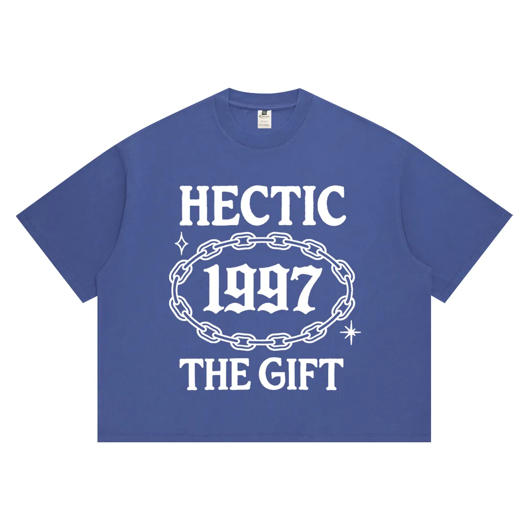 THE GIFT_11zon Hectic - T-shirt kaos katun Boxy fit - Stil Blue - The Gift - Gambar 1